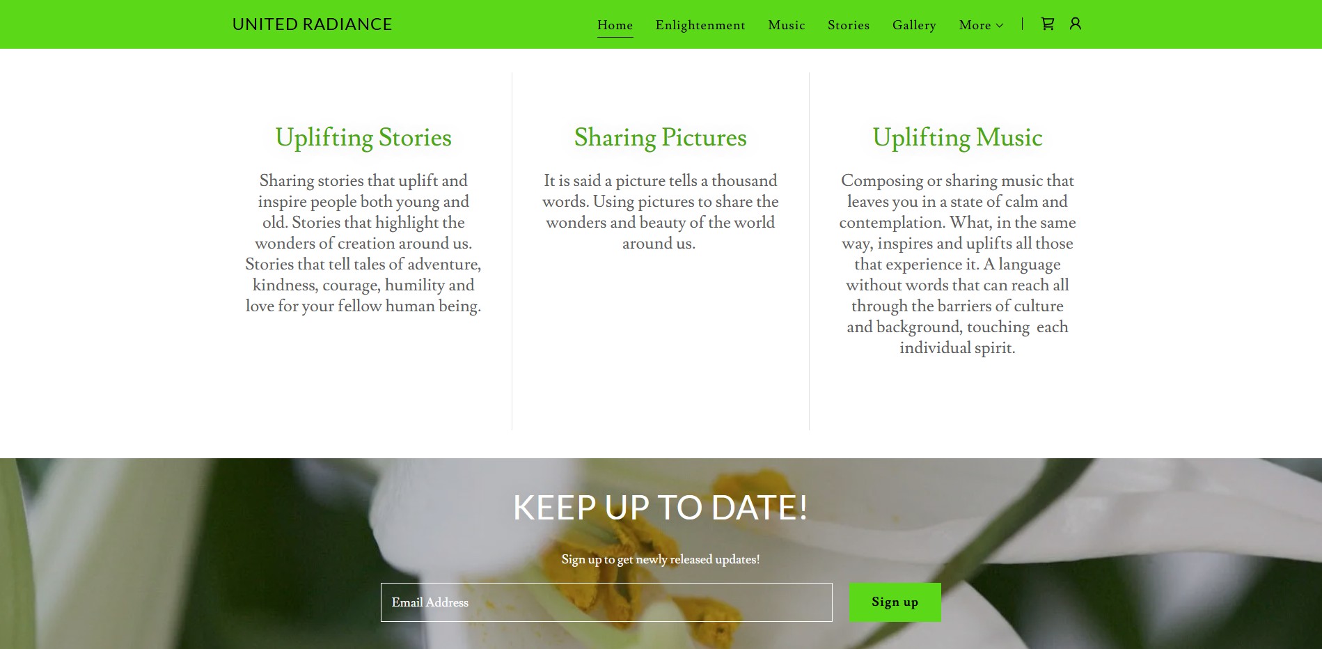 UnitedRadiance.com homepage